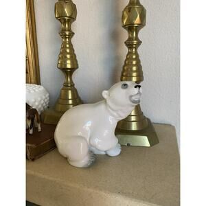 Vintage Lomonosov Porcelain Polar Bear Figurine Made in USSR Vintage Bear